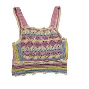 Zara Pastel Crochet Knit Top